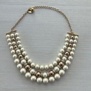 Kate Spade New York Triple Strand Knotted Faux Ivory Pearl and Crystal Necklace